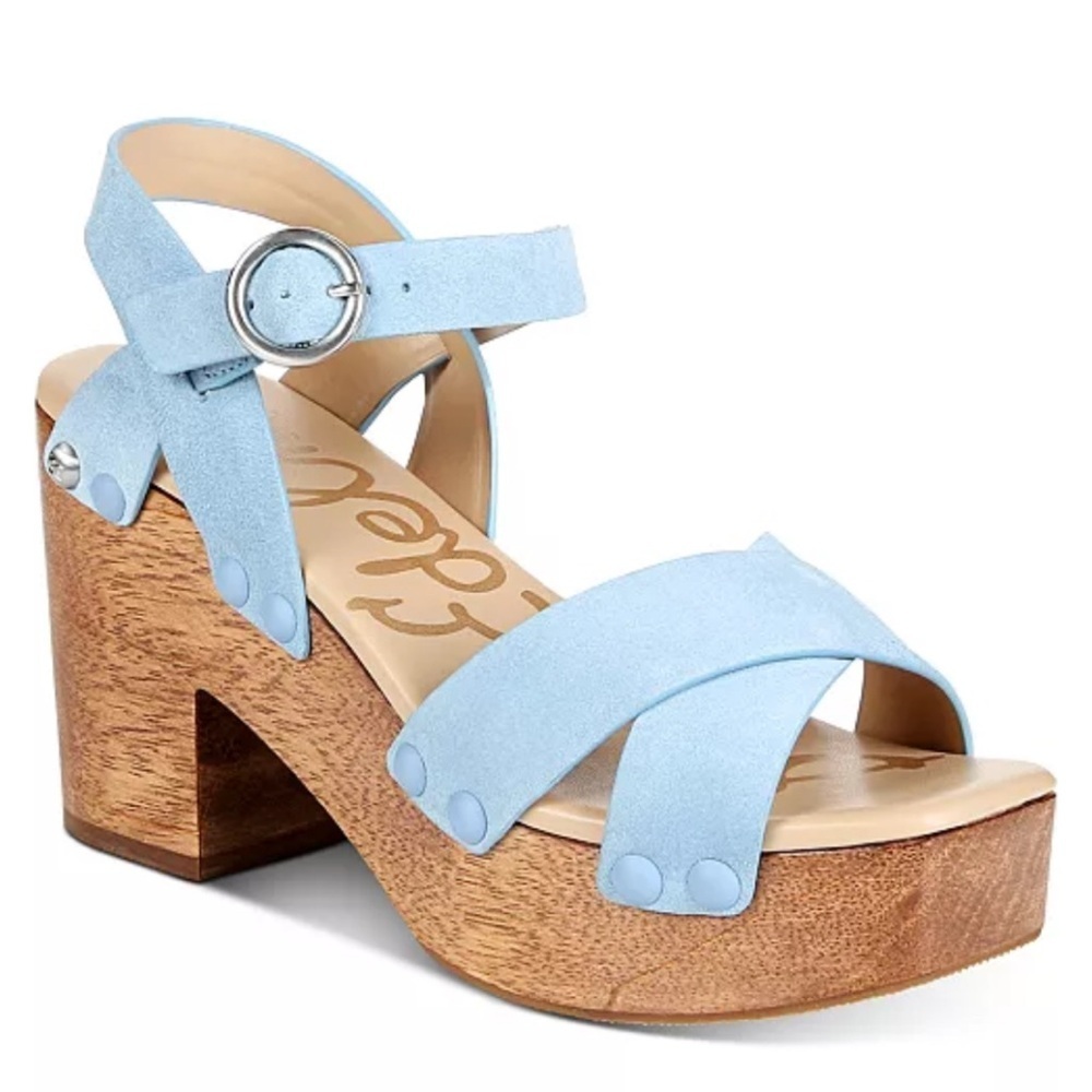 SAM EDELMAN JOSEFINE PLATFORM WEDGE BLUE SANDALS 7.5